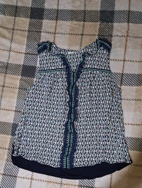 Daniel Rainn Navy & Teal Patterned Sleeveless Camisole
